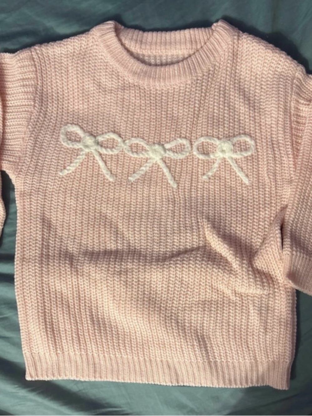 Toddler Girl Pink Bow Knit Sweater